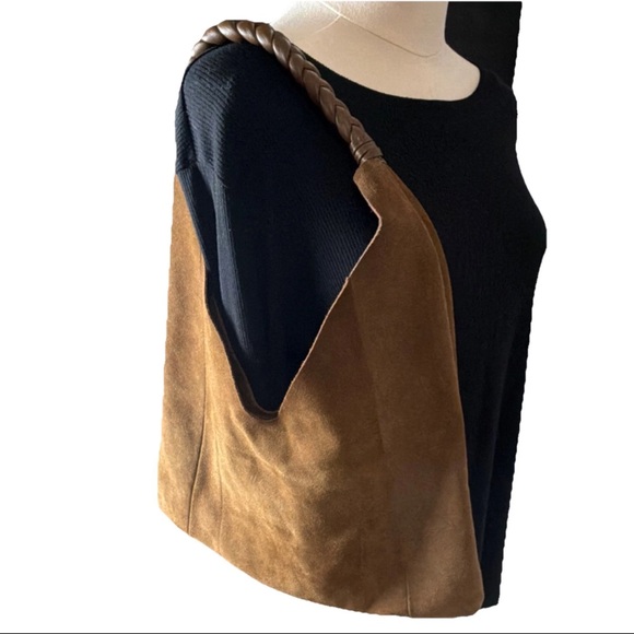 Dolce Vita Handbags - Dolce Vita Brown Suede Bag Braided Strap Boho Slouchy Shoulder Purse